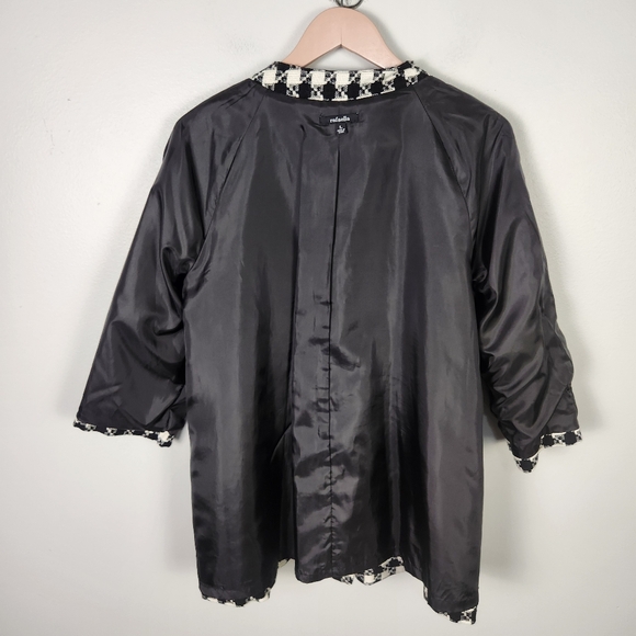 NWOT Rafaella Black & White Plaid Wool Blend Longline Blazer Jacket Size L #0525 - Picture 8 of 11
